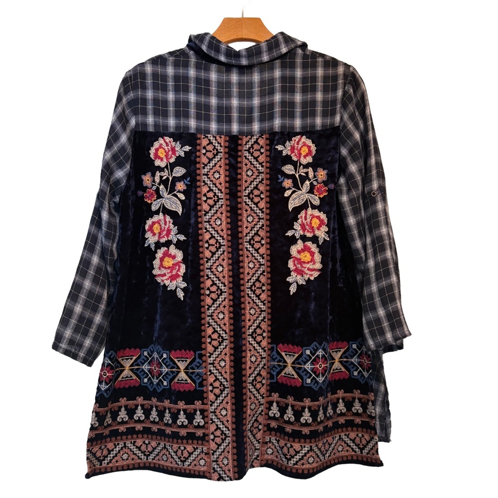 ANDREE BY UNIT Navy Plaid Jacket Medium